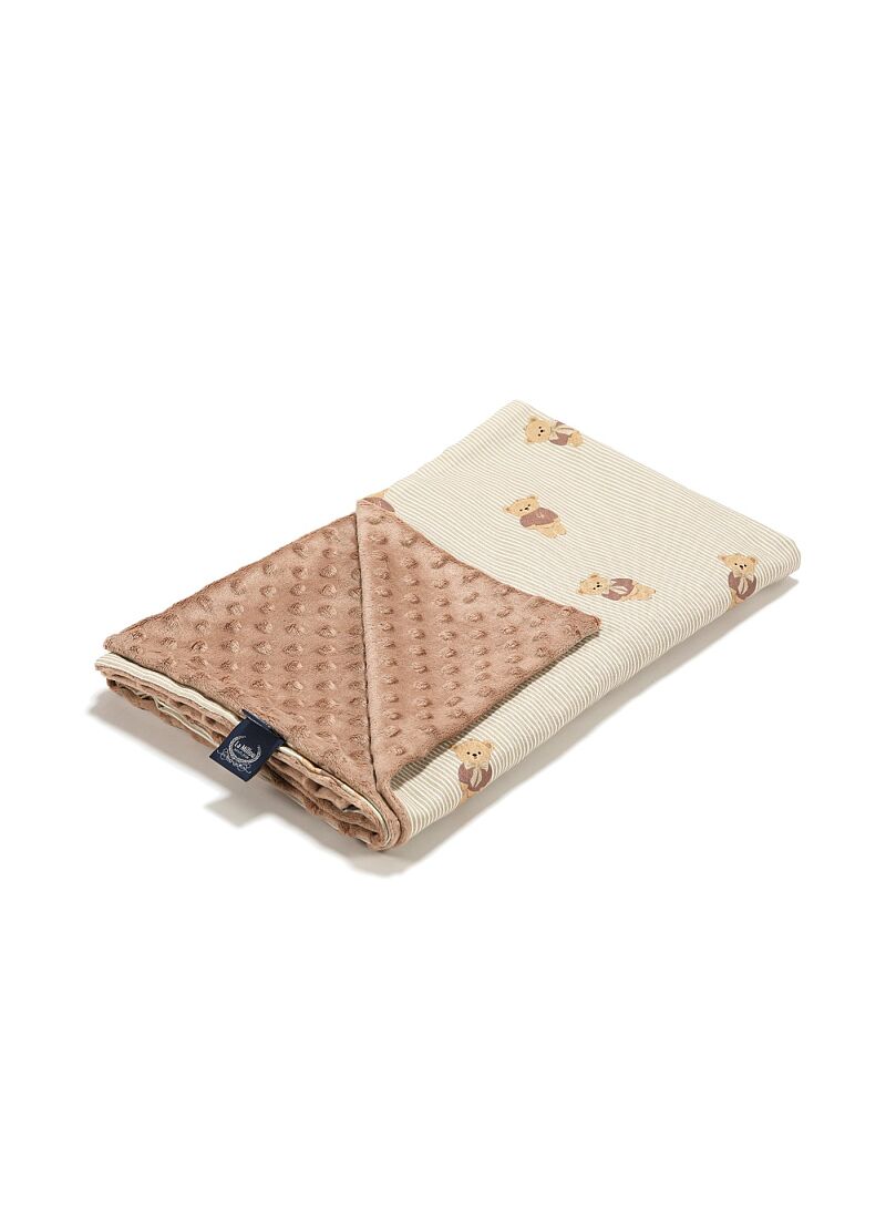 CRADDLE BLANKET (80x100) BABY BEAR MINKY MOCCA