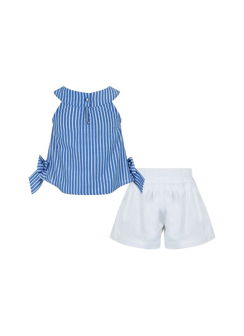 BLOUSE & SHORTS SET BLUE-WHITE
