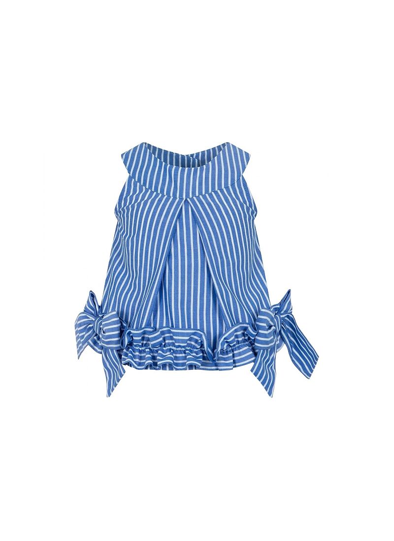 BLOUSE & SHORTS SET BLUE-WHITE