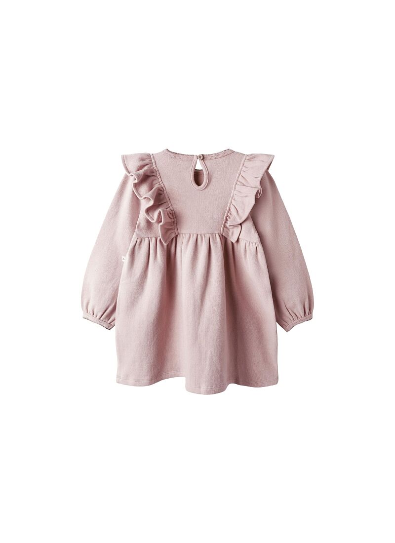 DRESS WITH RUFFLES FROM ORGANIC COTTON MISTY ROSE