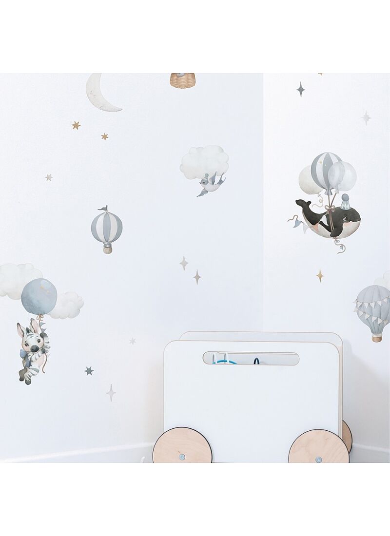 WALL STICKERS ANIMALS AND BALLOONS BLUE