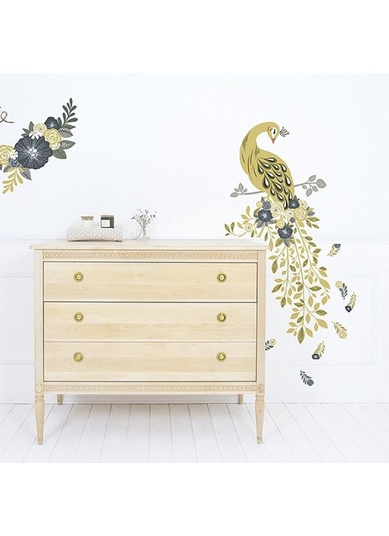 WALL STICKERS FLORAL PEACOCK