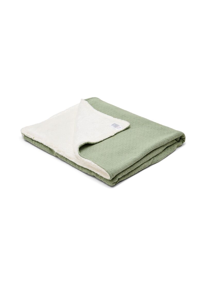 KNITTED CRIB BLANKET (110x140) PURE SAGE