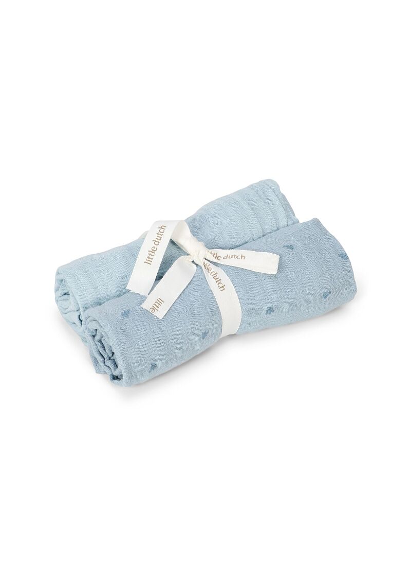 MUSLIN BLANKET (2PCS) PURE DENIM BLUE