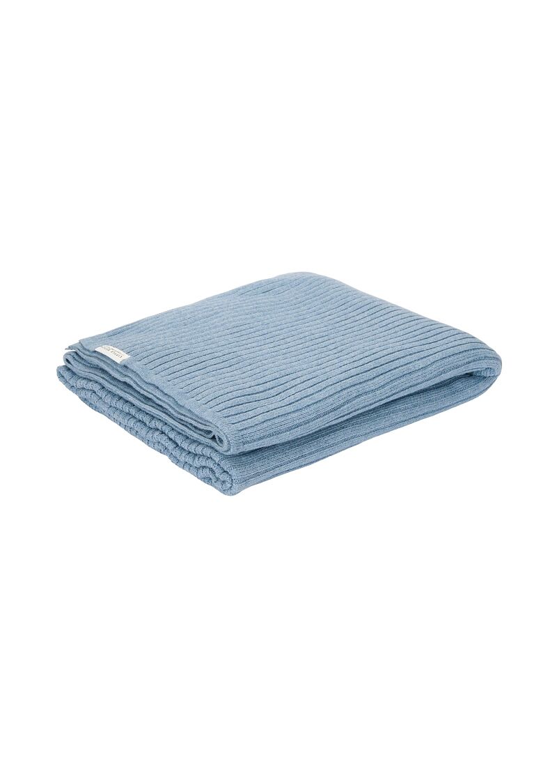 KNITTED CRADLE BLANKET (70x100) PURE DENIM BLUE