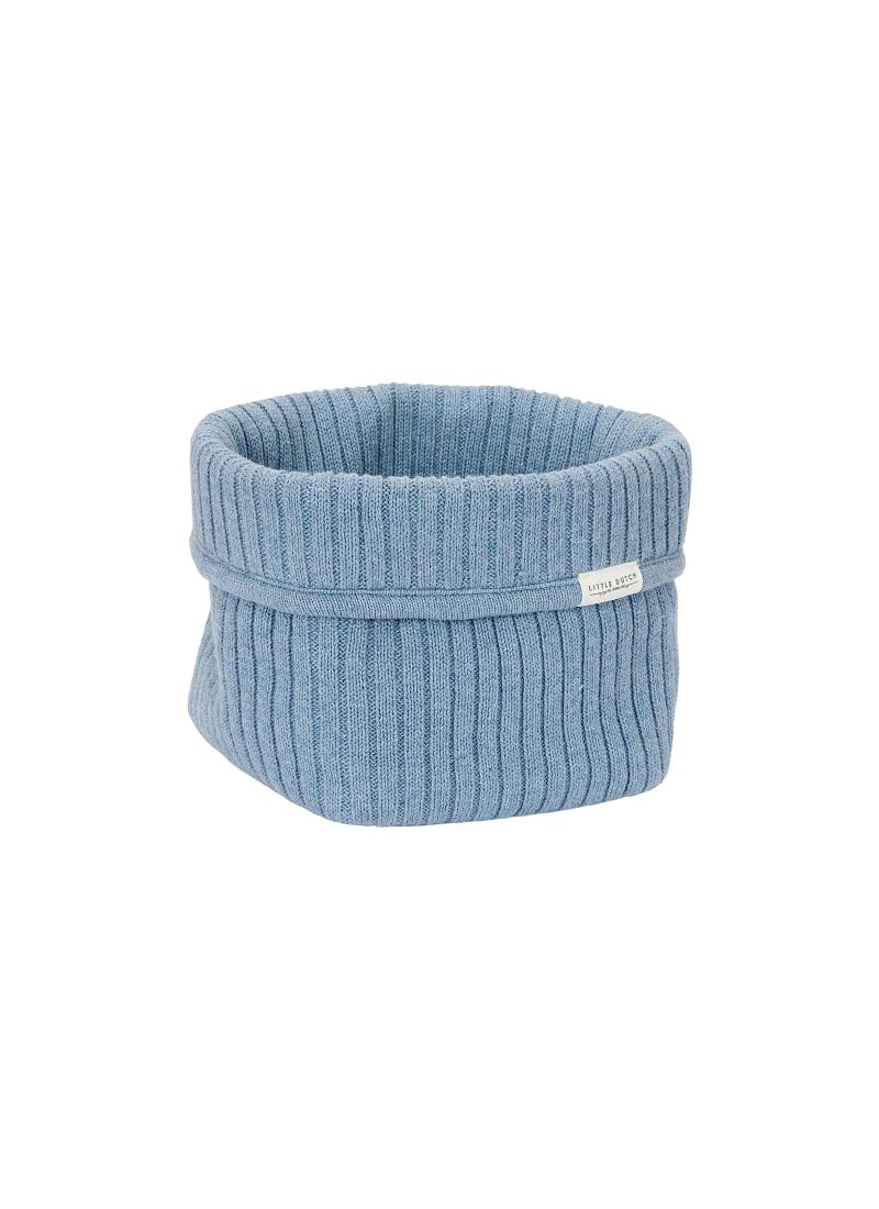 WICKER STORAGE BASKET PURE DENIM BLUE SMALL