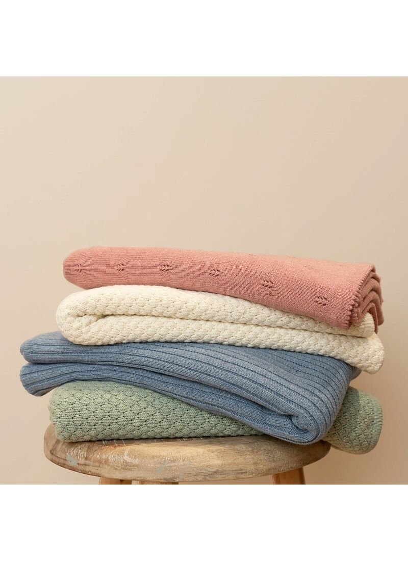 KNITTED CRADLE BLANKET (70x100) PURE SOFT WHITE