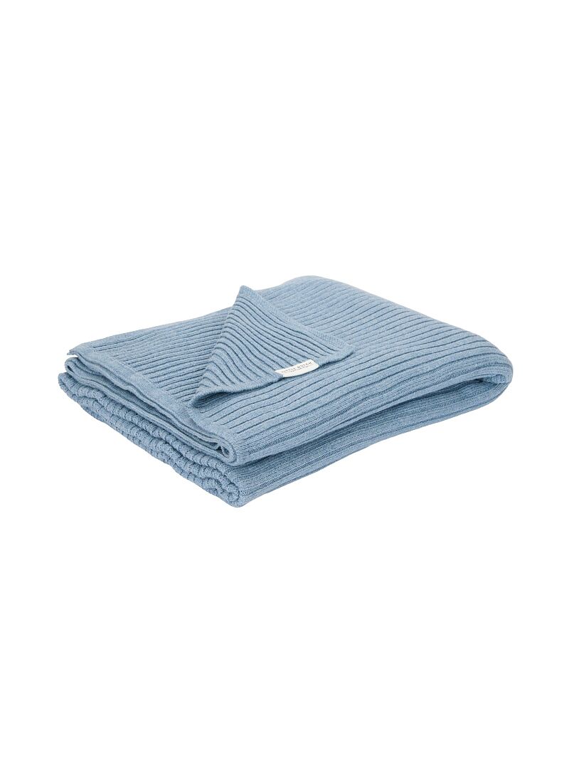 KNITTED CRADLE BLANKET (70x100) PURE DENIM BLUE