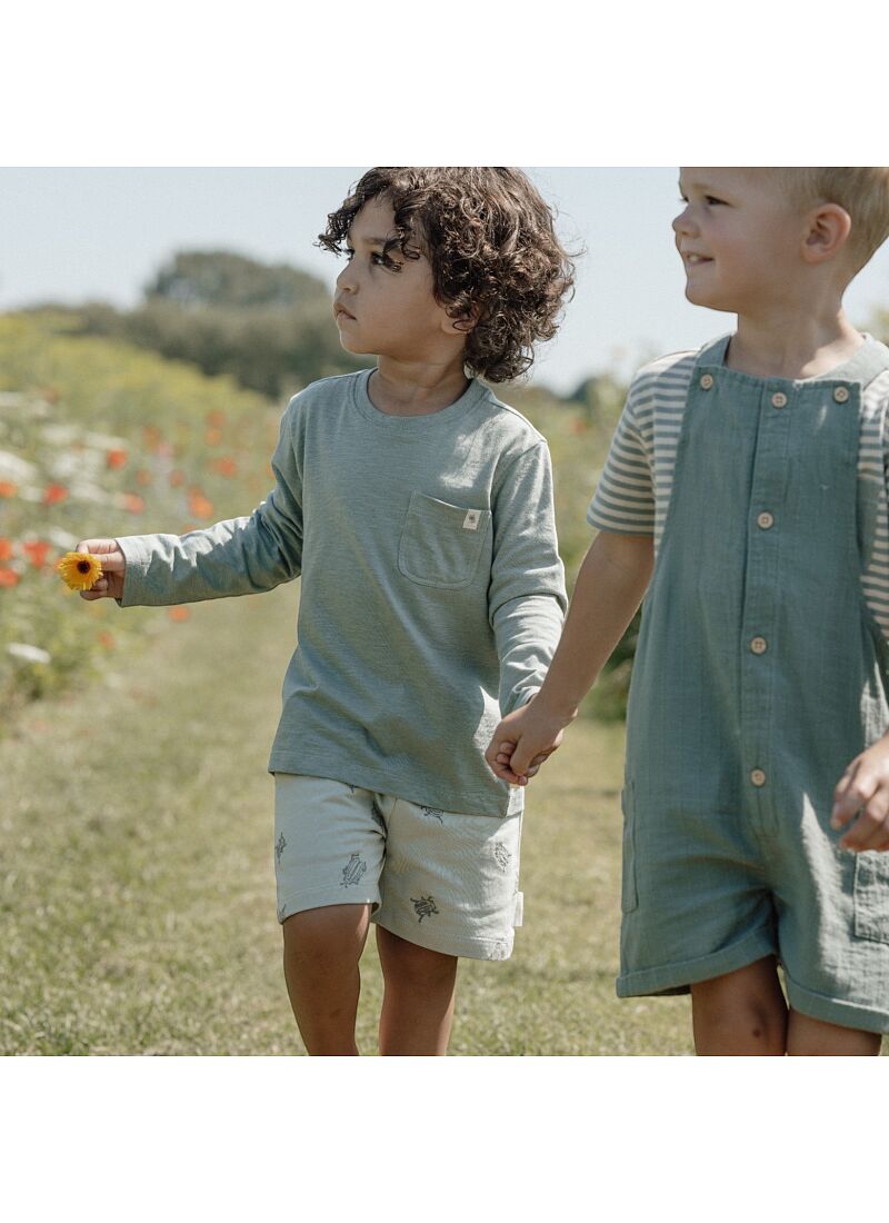 SHORTSLEEVE T-SHIRT FROM ORGANIC COTTON FOREST GREEN STRIPE