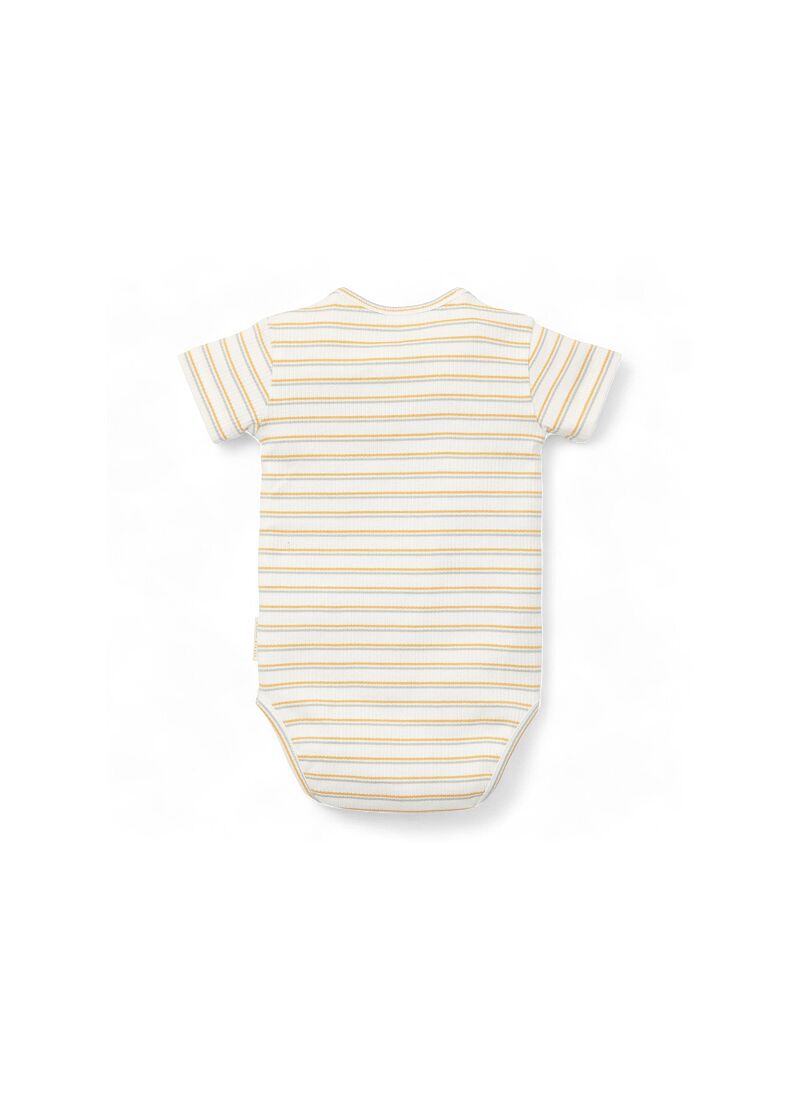 ORGANIC COTTON SHORT SLEEVE BODYSUIT MULTI STRIPE