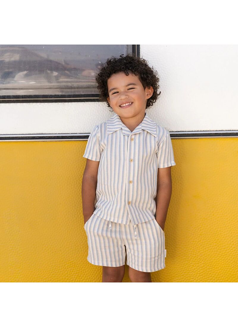 ORGANIC COTTON SHIRT STONE MULTI STRIPE