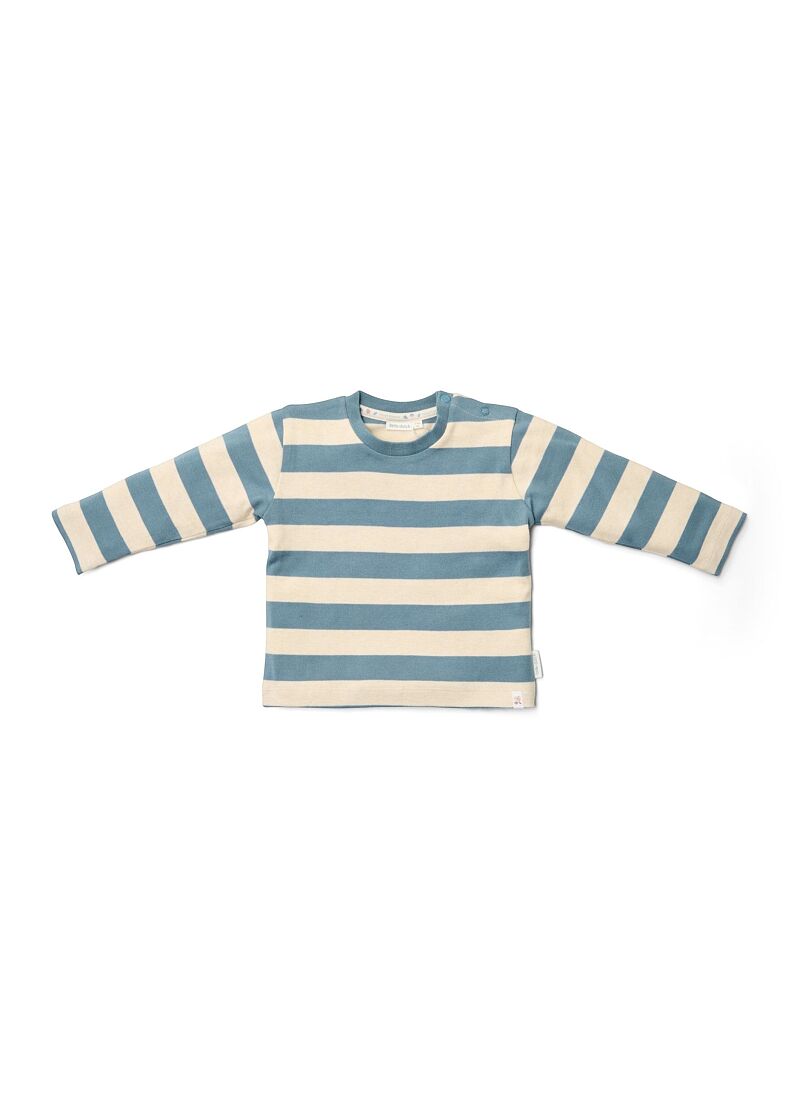 ORGANIC COTTON LONG SLEEVE BLOUSE STONE BLUE STRIPE