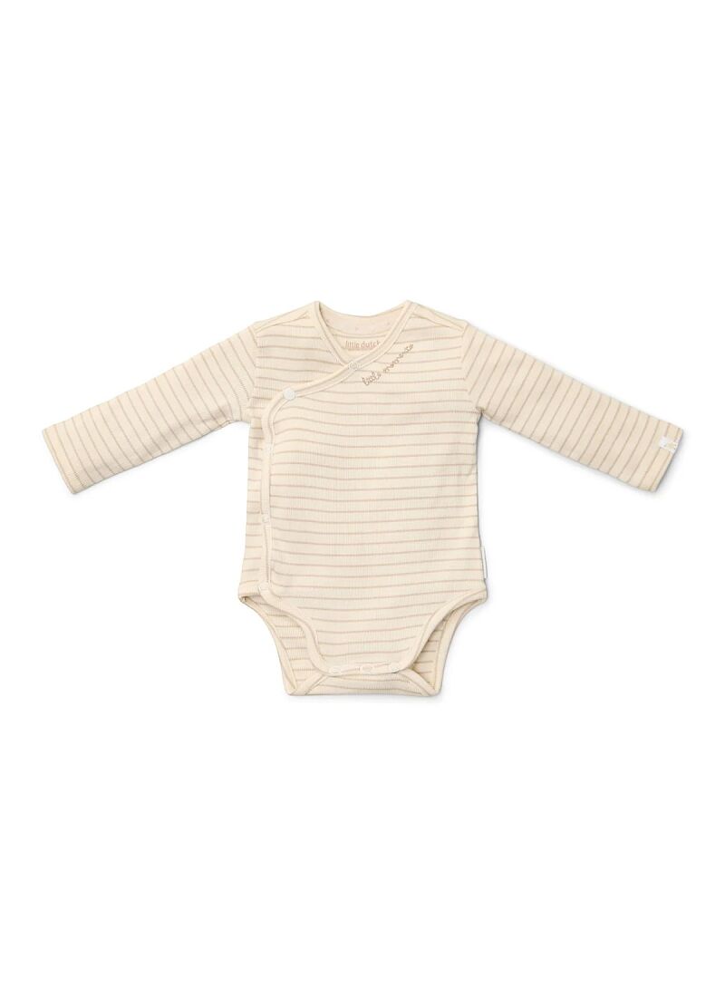 ORGANIC COTTON LONG SLEEVE JUMPSUIT SOFT BEIGE STRIPE