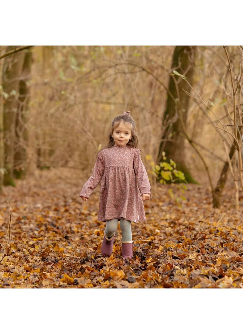 LONGSLEEVE DRESS FROM ORGANIC COTTON ROUGE FLOWER