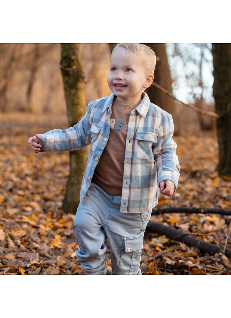 ORGANIC COTTON SHIRT STONE BLUE CHECK