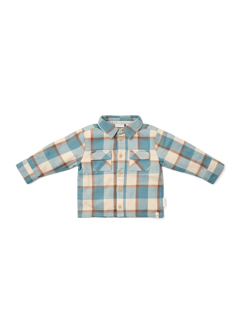 ORGANIC COTTON SHIRT STONE BLUE CHECK