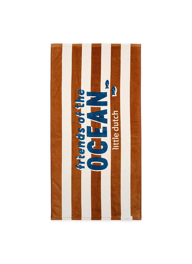 CHILDREN'S BEACH TOWEL OCEAN WORLD BROWN STRIPE