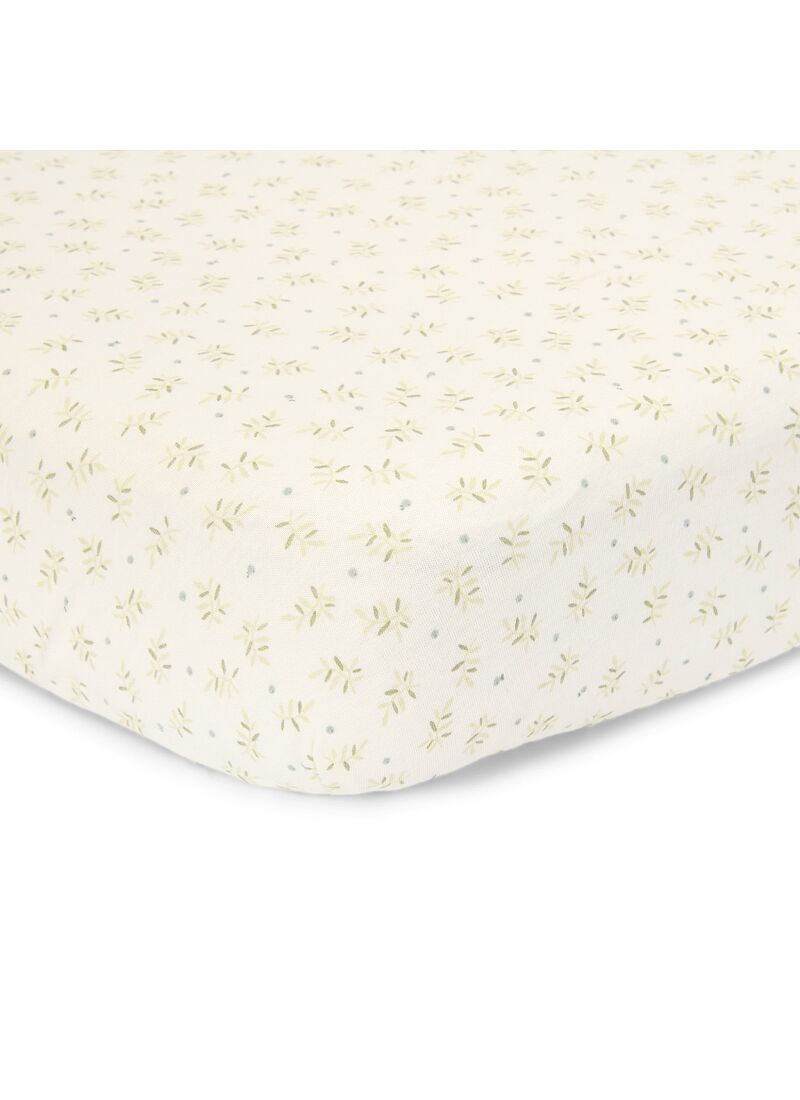 CRIB FITTED SHEET BLUEBERRY LEAVES