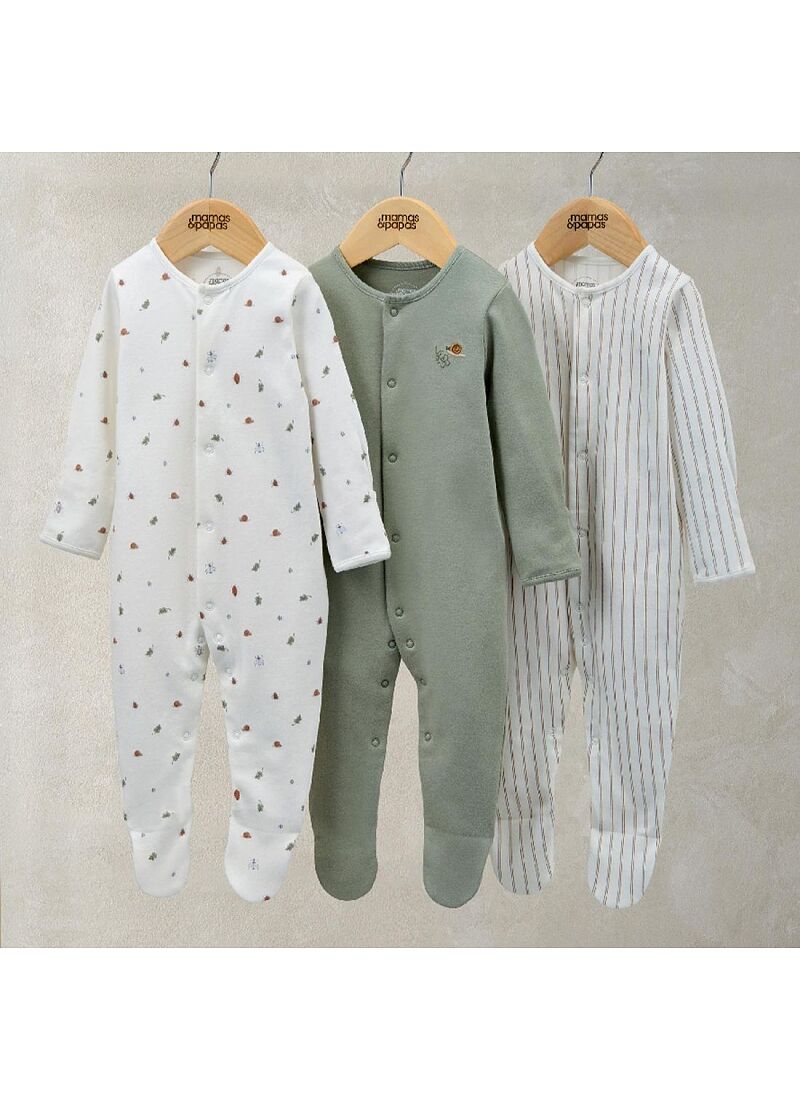 SLEEPSUITS 3PCS OUTDOOR STRIPE