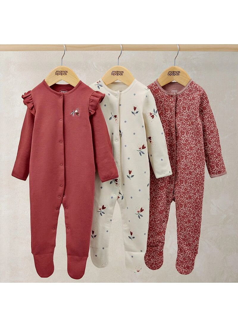 SLEEPSUITS 3PCS FLORAL NOSTALGIC