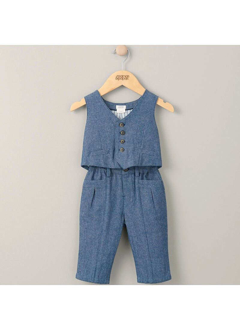 VEST & TROUSER SET WOVEN BLUE