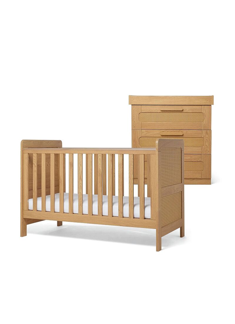 CRIB & DRESSER CHANGER UNIT ESNA OAK/RATTAN