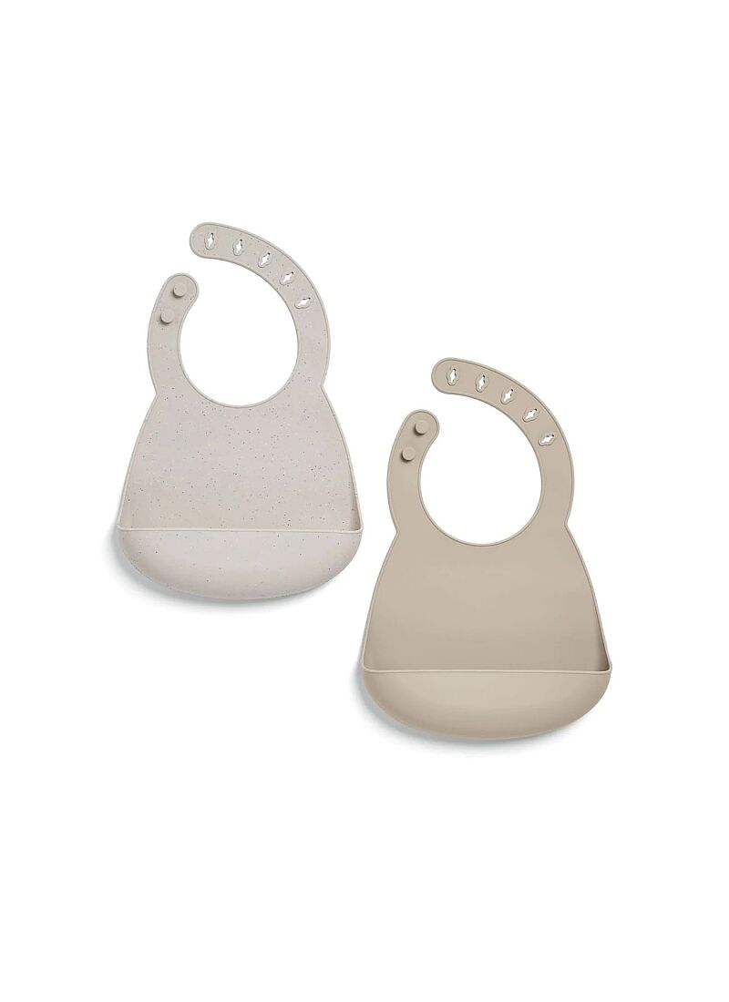 SILICONE BIB 2 PCS NEUTRAL SPECKLE