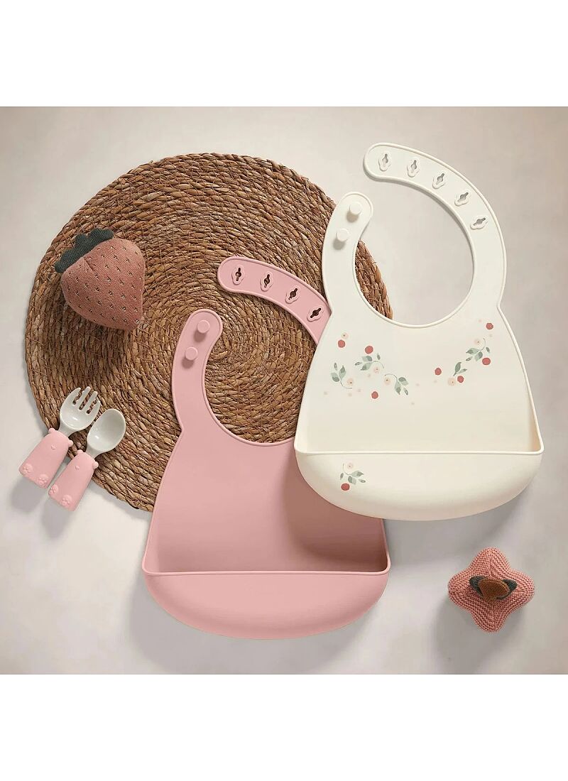 SILICONE BIB 2 PCS FLORAL BERRY