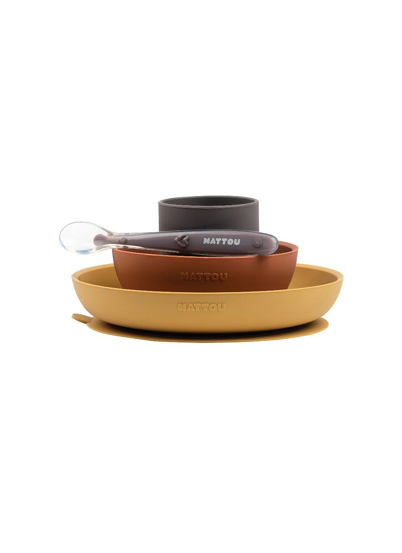 SILICONE DINNER SET OCHRE-TERRACOTA