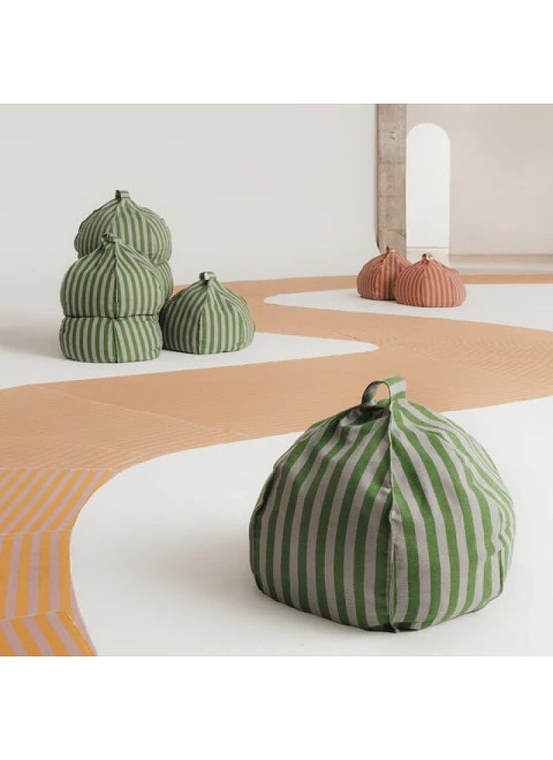 FLOOR CUSHION LILAC YELLOW STRIPES