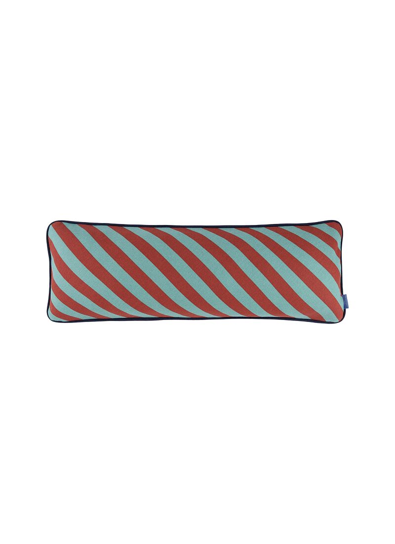CUSHION (70x25) RED TEAL GREEN STRIPES