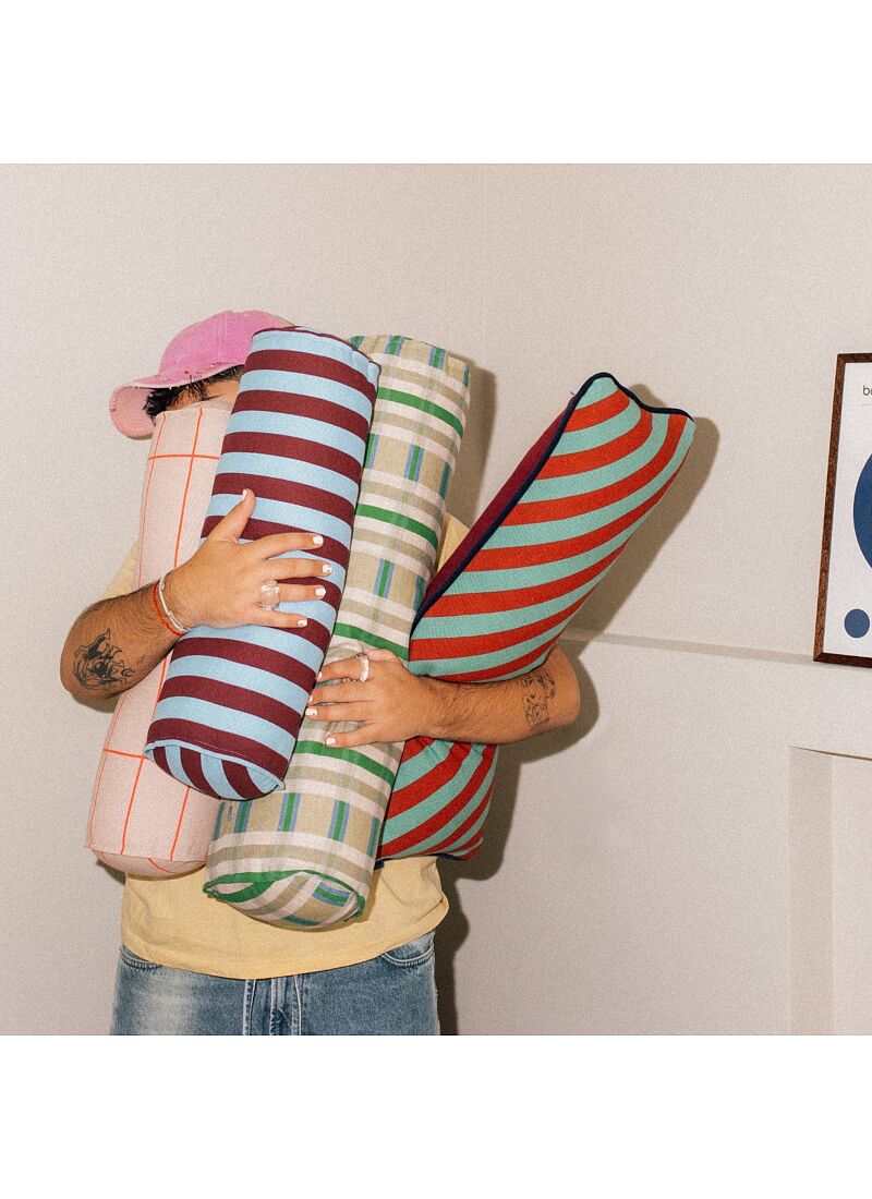 CUSHION (70x25) GREEN BLUE STRIPES