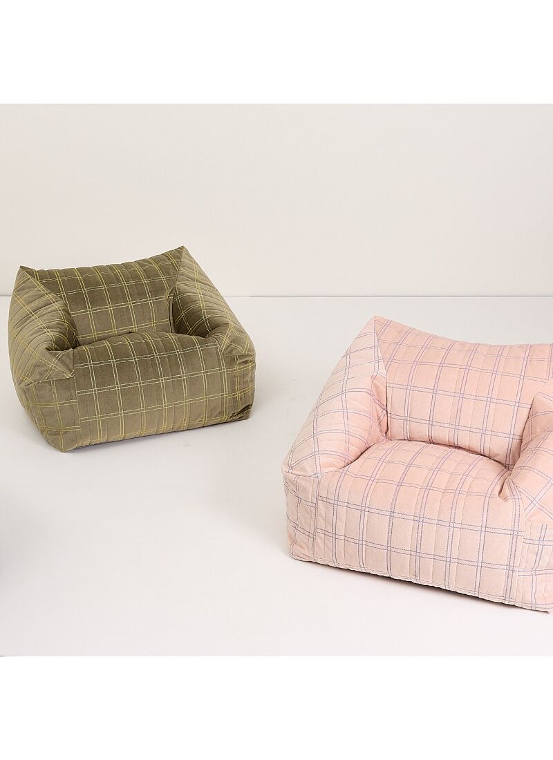 BEANBAG ARMCHAIR WINDOWPANE CHELSEA PINK PURPLE