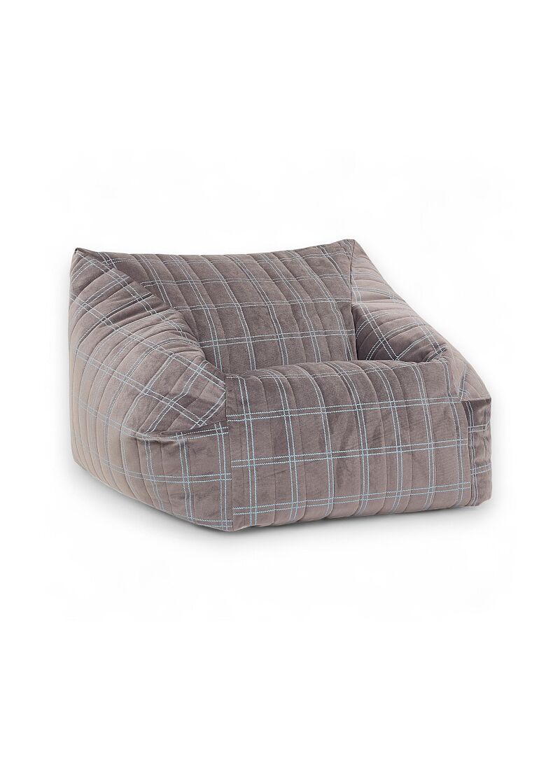 BEANBAG ARMCHAIR WINDOWPANE CHELSEA GREY BLUE
