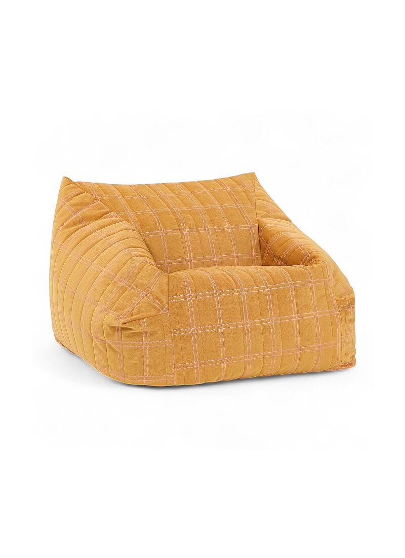 BEANBAG ARMCHAIR WINDOWPANE CHELSEA OCHRE PINK