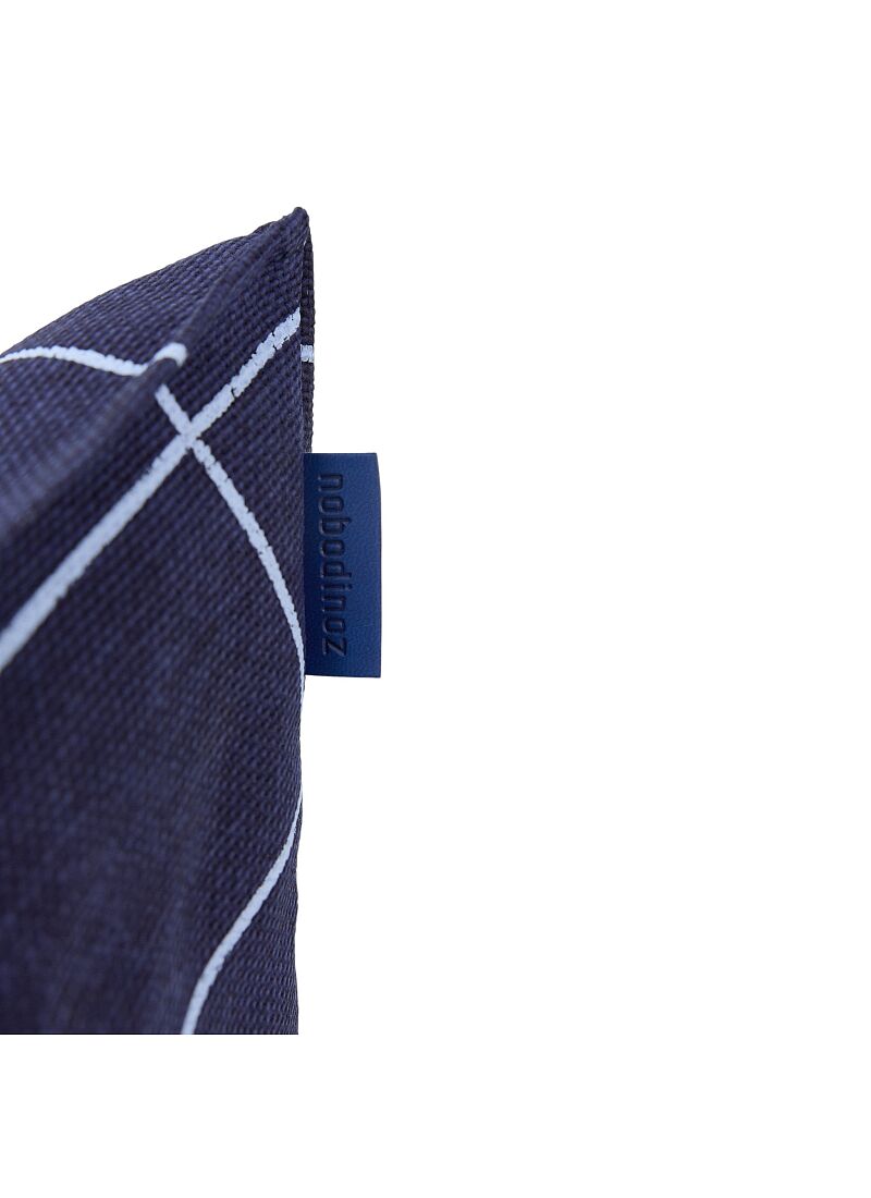 BEANBAG ARMCHAIR VINTAGE EFFECT NAVY BLUE GRID