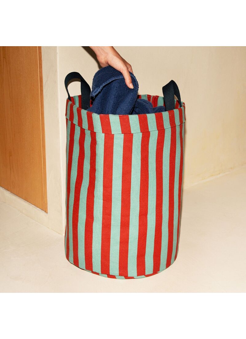 BASKET RED TEAL GREEN STRIPES