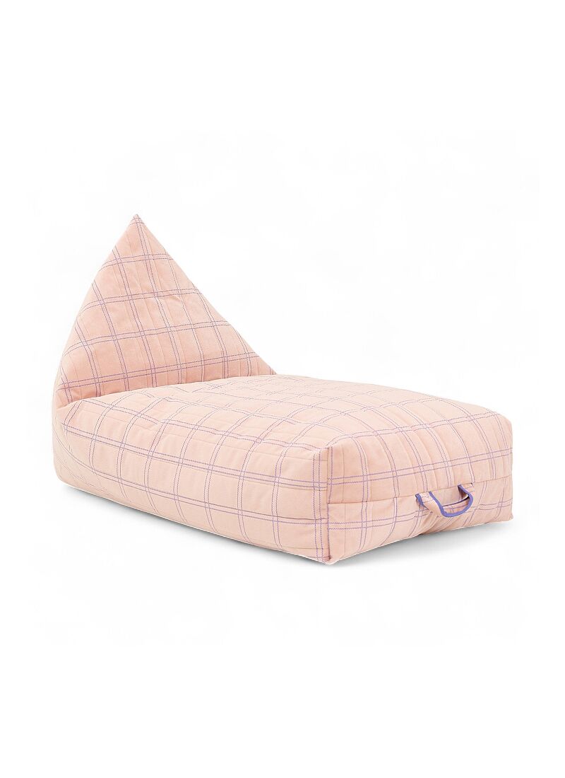 FLOOR CUSHION WINDOWPANE VELVET PINK PURPLE