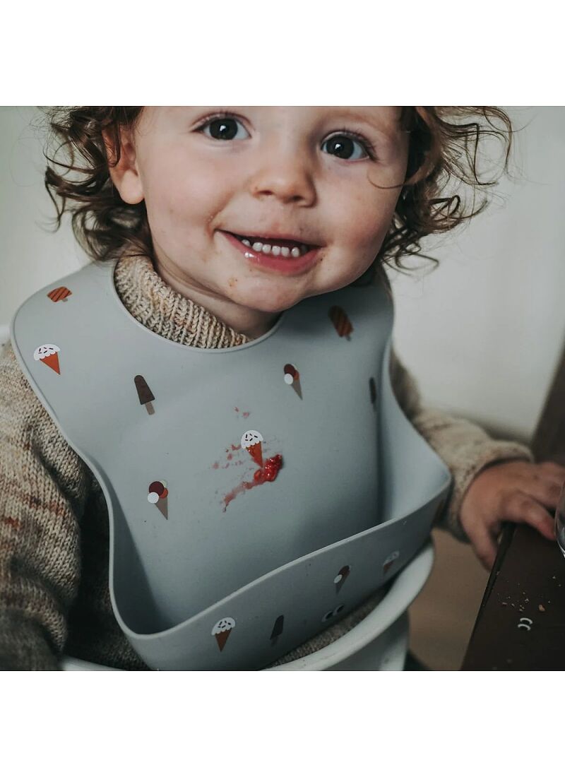 SILICONE BIB ICE CREAM GREY