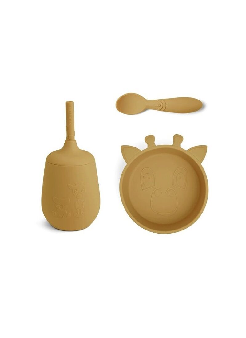 SILICONE DINNER SET BLUE DUSTY YELLOW