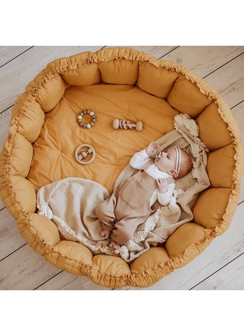 PLAY MAT-BABY NEST BLOOM MUSTARD