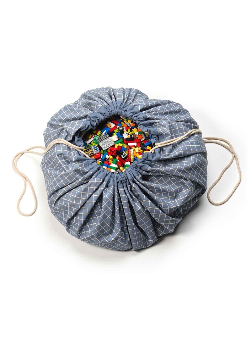 PLAY MAT-STORAGE ORGANIC GRID BLUE