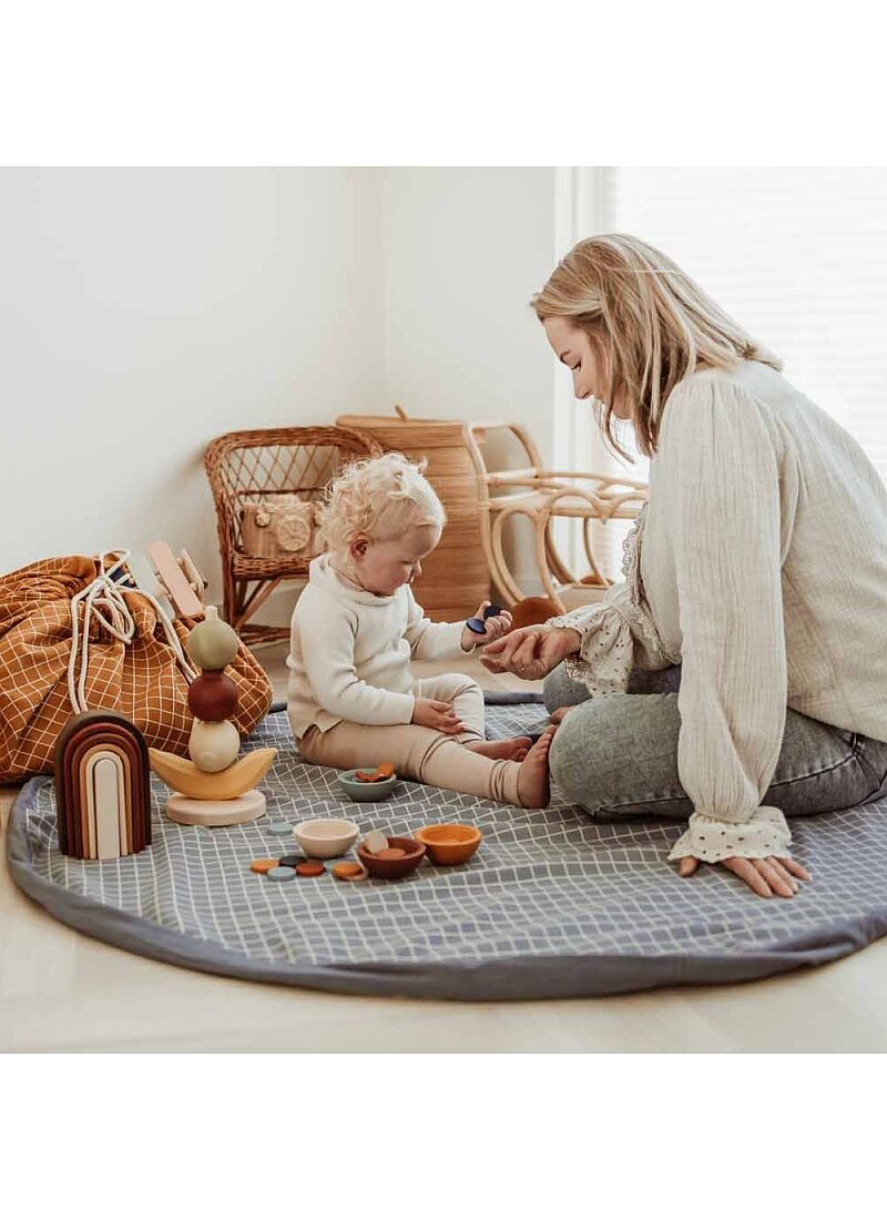 PLAY MAT-STORAGE ORGANIC GRID BLUE