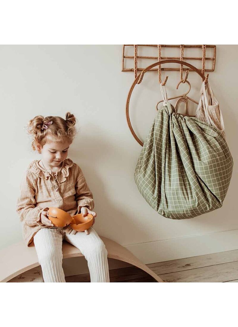 PLAY MAT-STORAGE ORGANIC GRID GREEN