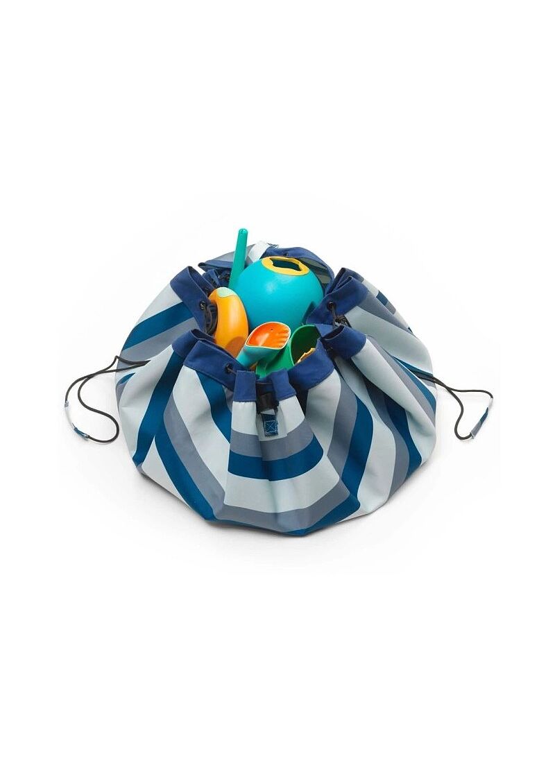 OUTDOOR PLAY MAT-STORAGE BAG BLUE/GREEN STRIPES