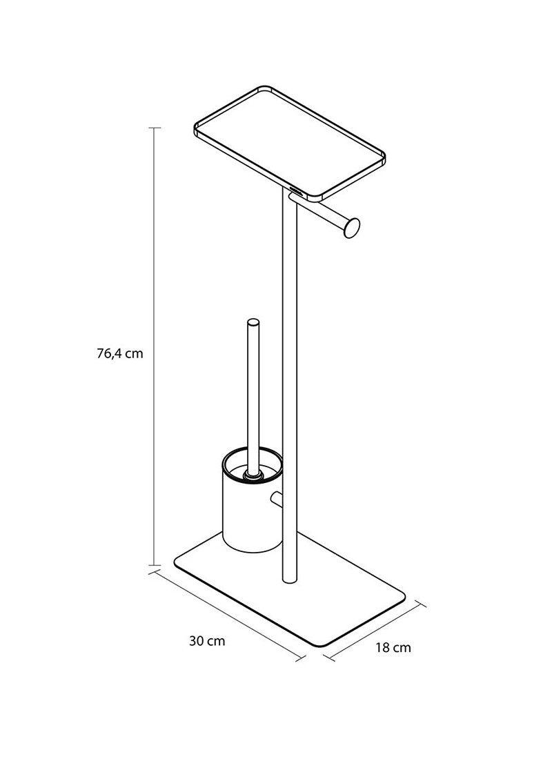 TOILET PAPER STAND & PEGAL WITH SHELF BRIX BLACK