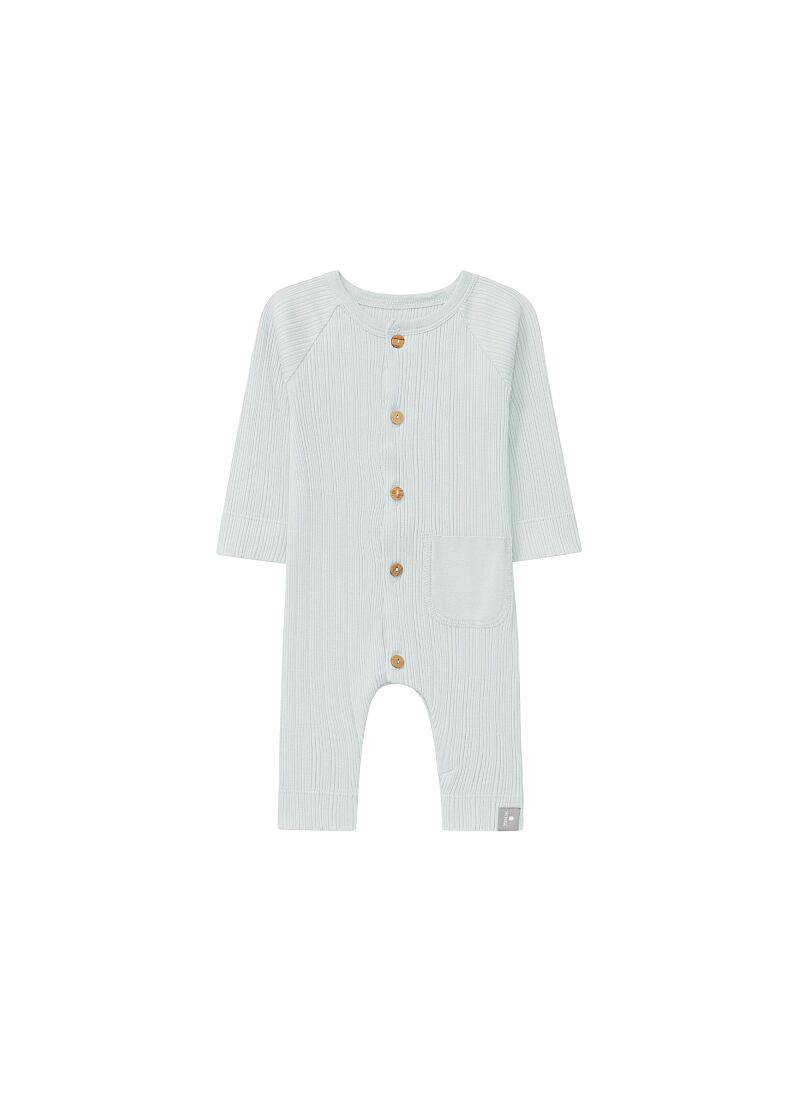 LONG-SLEEVED ORGANIC COTTON JUMPSUIT BLUE