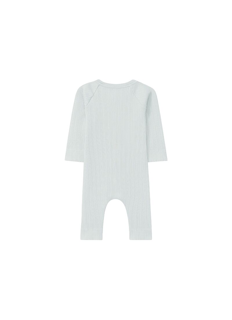 LONG-SLEEVED ORGANIC COTTON JUMPSUIT BLUE