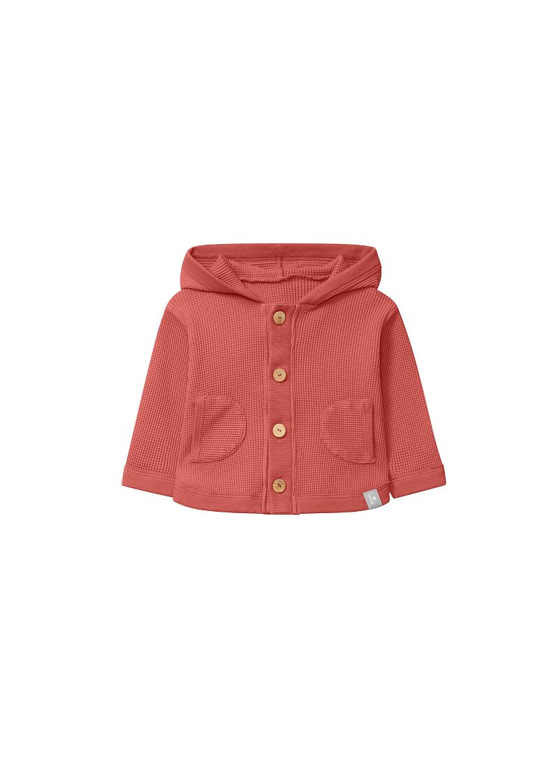ORGANIC COTTON HOODED JACKET CORAL