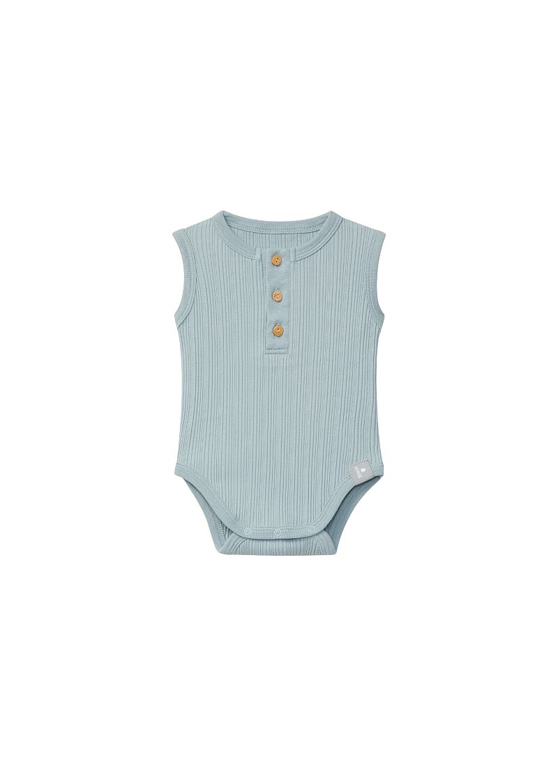 ORGANIC COTTON SHORT SLEEVE BODYSUIT MINT BLUE